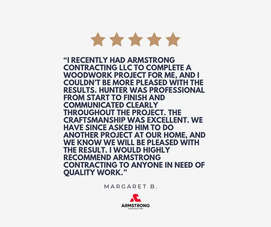 Grateful for our clients&rsquo; trust and kind words. It&rsquo;s always our goal to deliver quality craftsmanship and service from start to finish.