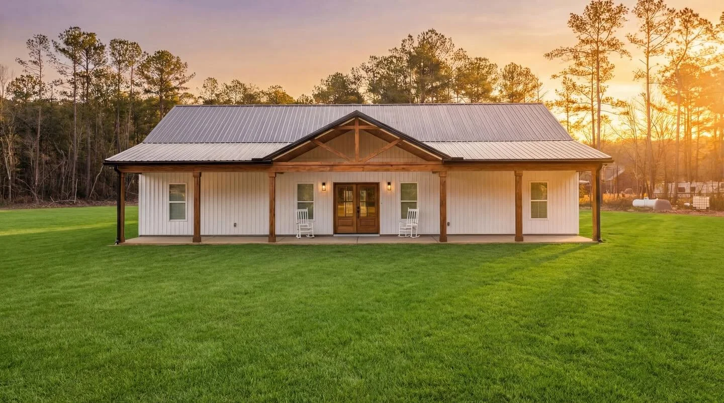 From the ground up. A custom home built on 10 acres, designed to fit the land and the lifestyle. Have land and ready to build? Let&rsquo;s talk. (910) 703-1991
