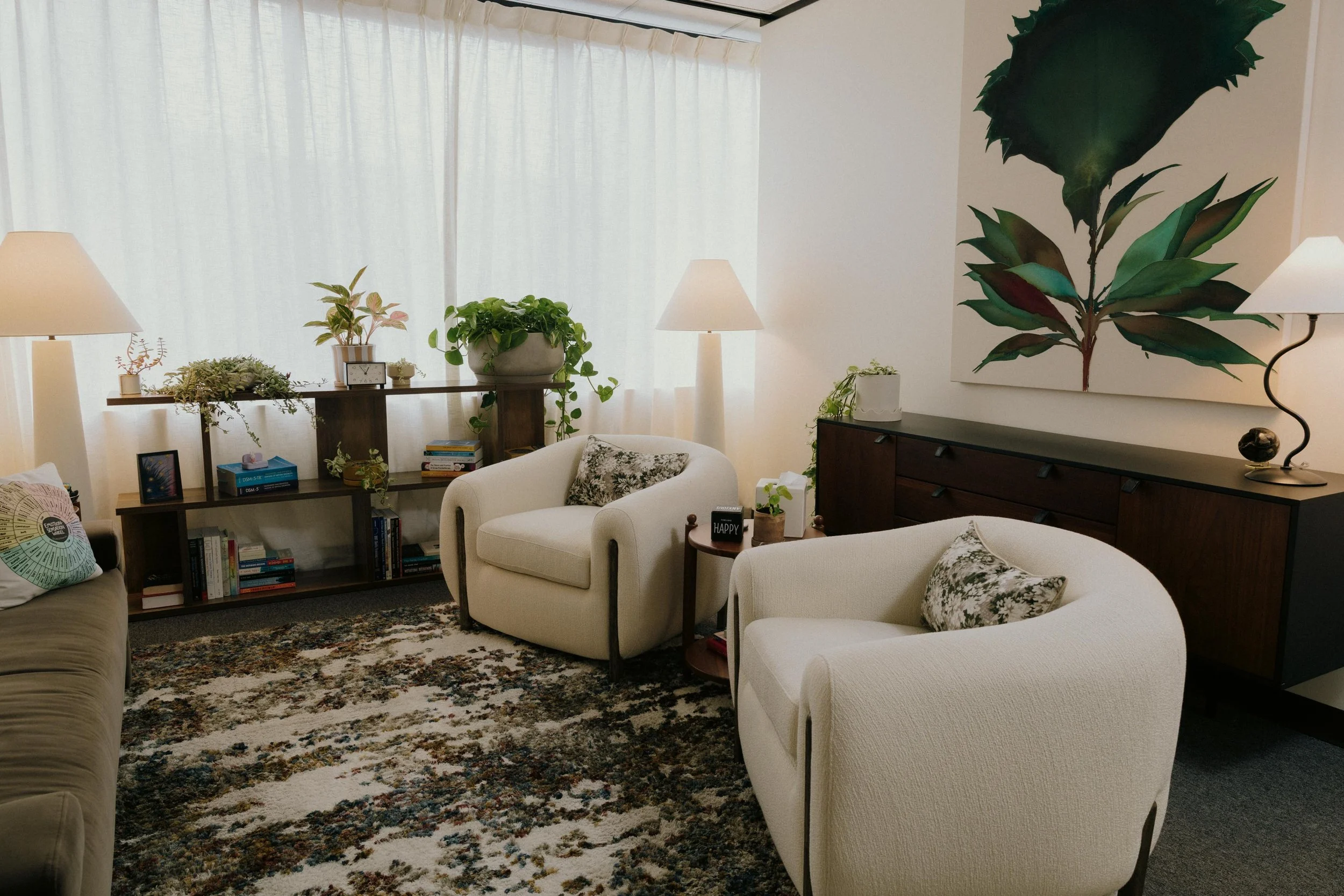 Warm and welcoming therapy office