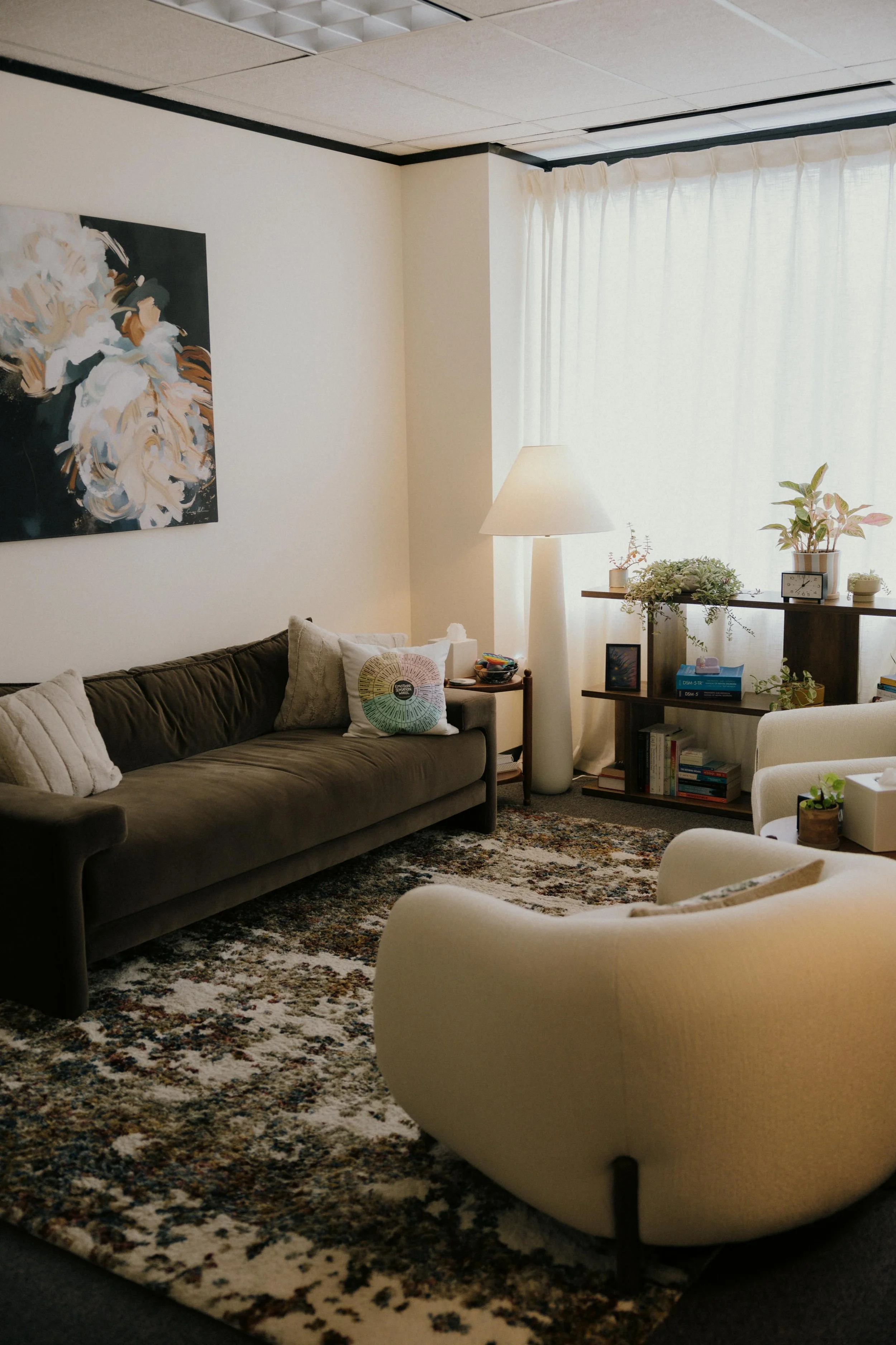 Warm and welcoming therapy office
