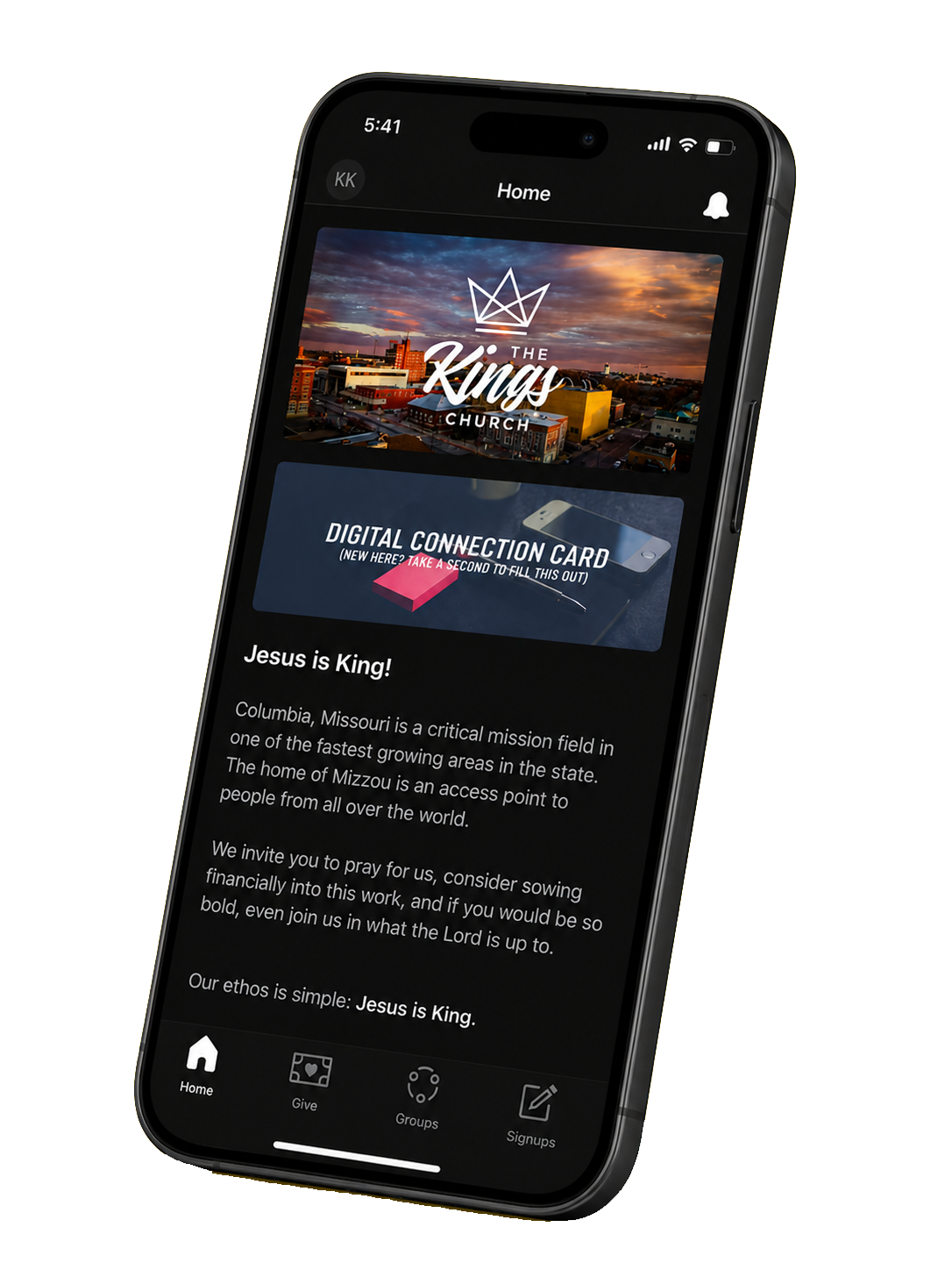 Phone with Church Center App Downloaded
