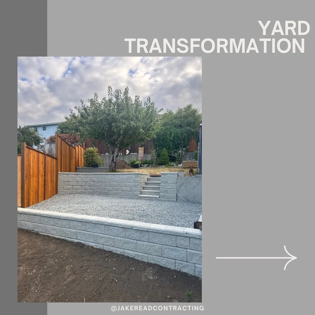 From uneven dirt, grass, weeds, and gravel with an old fence, to stunning Allan block walls with built in stairs, flat usable surfaces, and a crisp fence, we've turned this yard into something these owners will want to show off. 🌿✨ 

#BackyardTransf