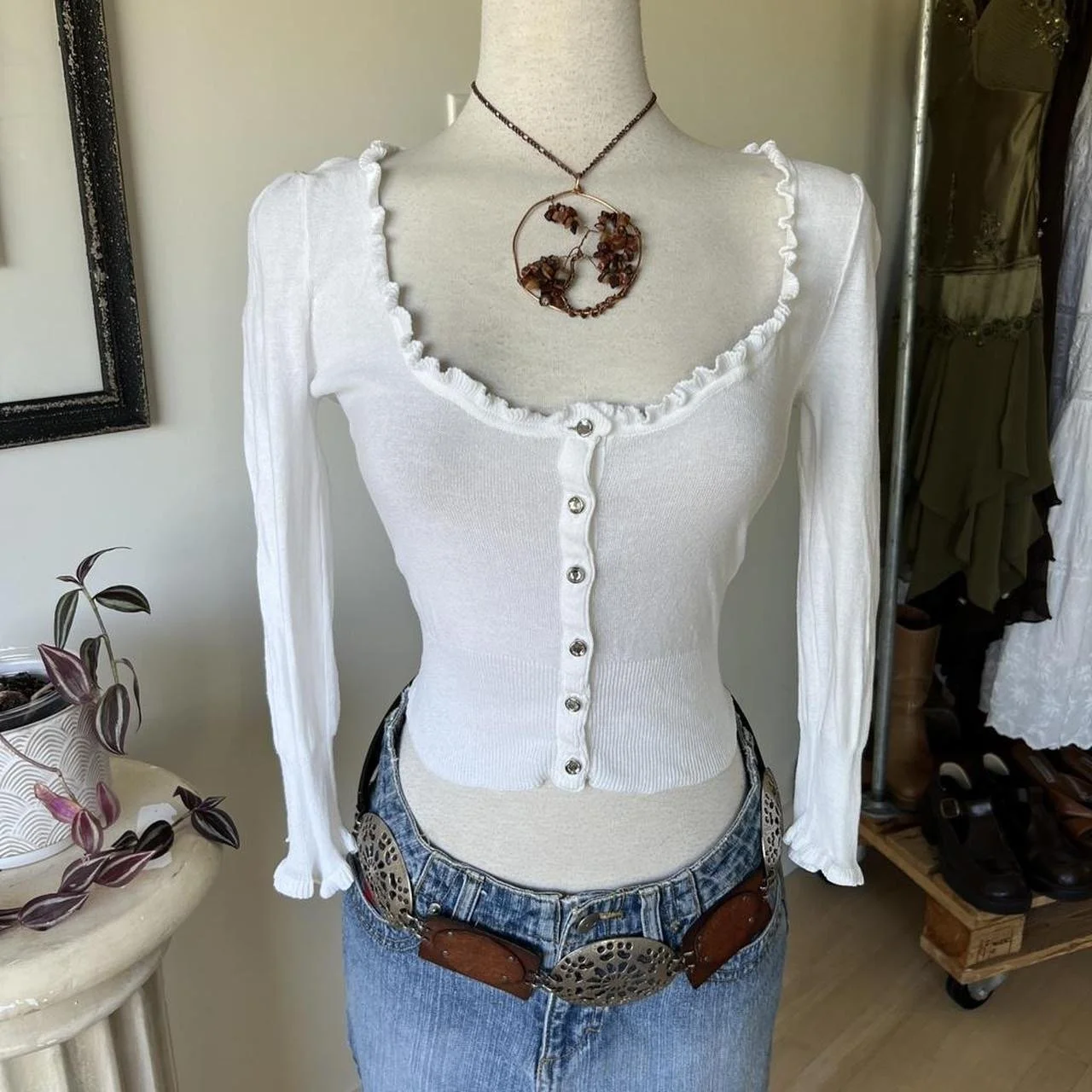 Vintage Cropped Cardigan Top