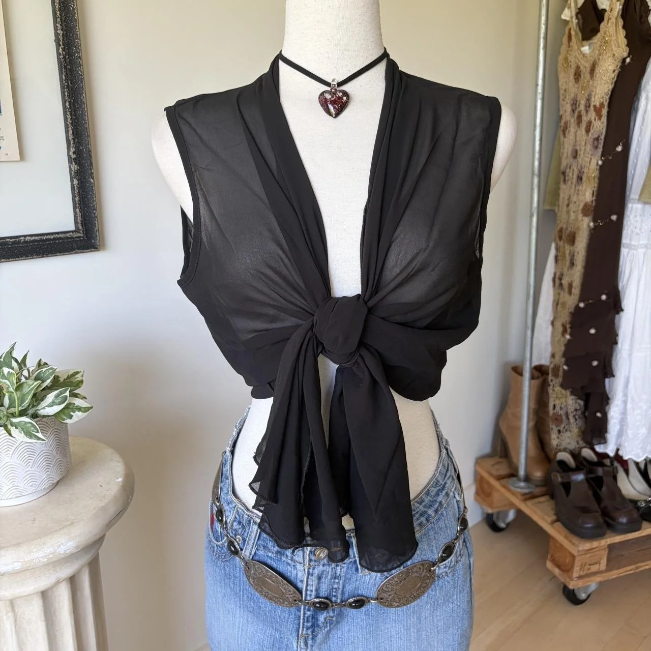 Vintage Tie Front Top