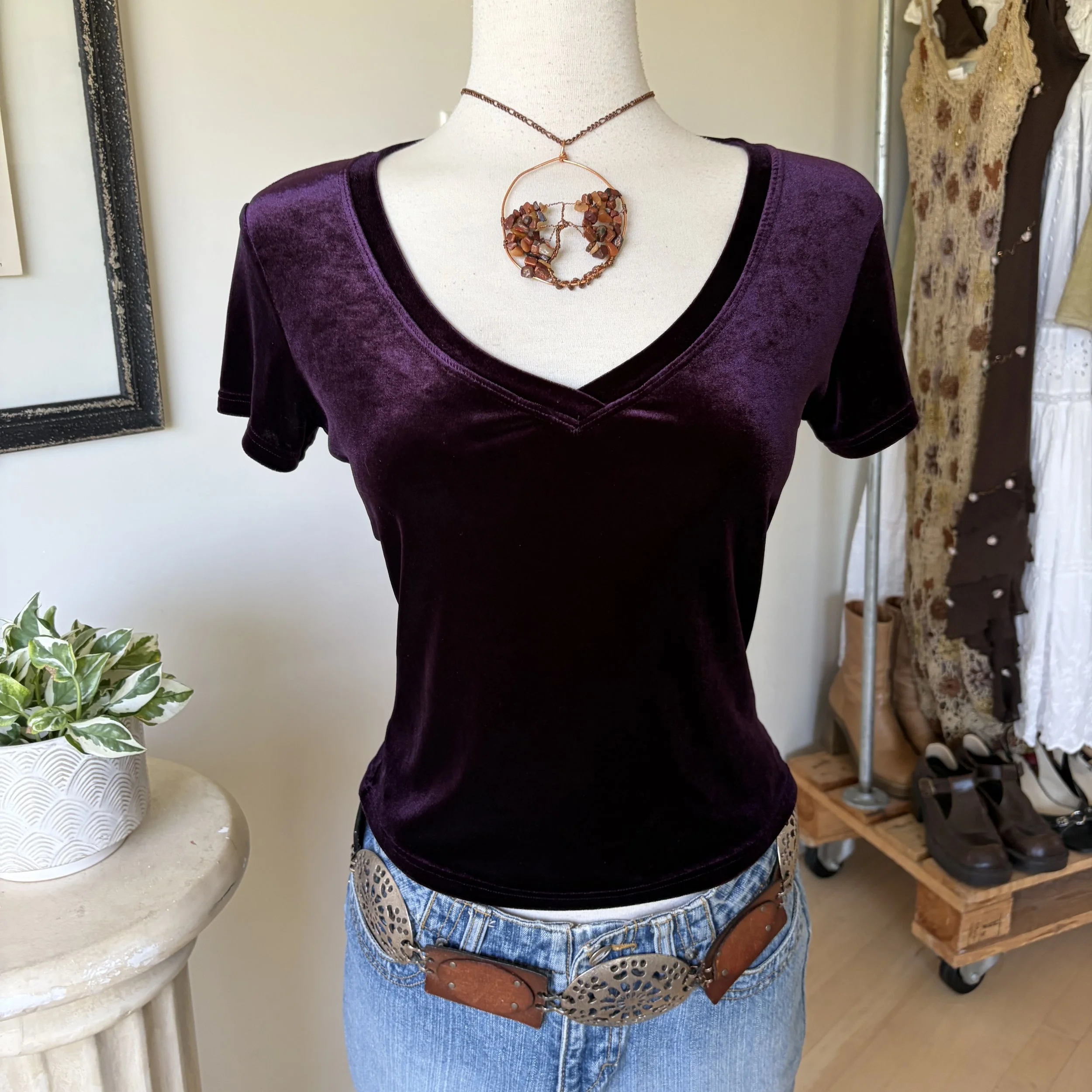 Velvet Short Sleeve Top