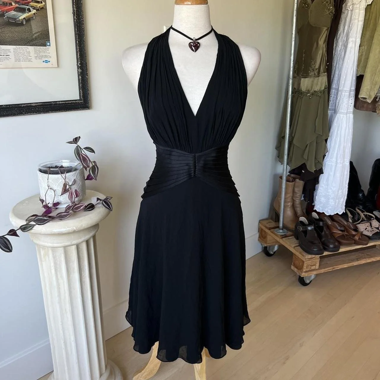 Vintage Black Halter Formal Dress
