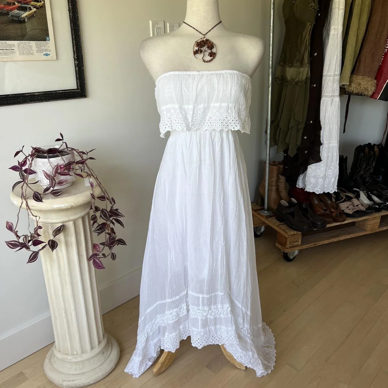 Strapless White Maxi Dress