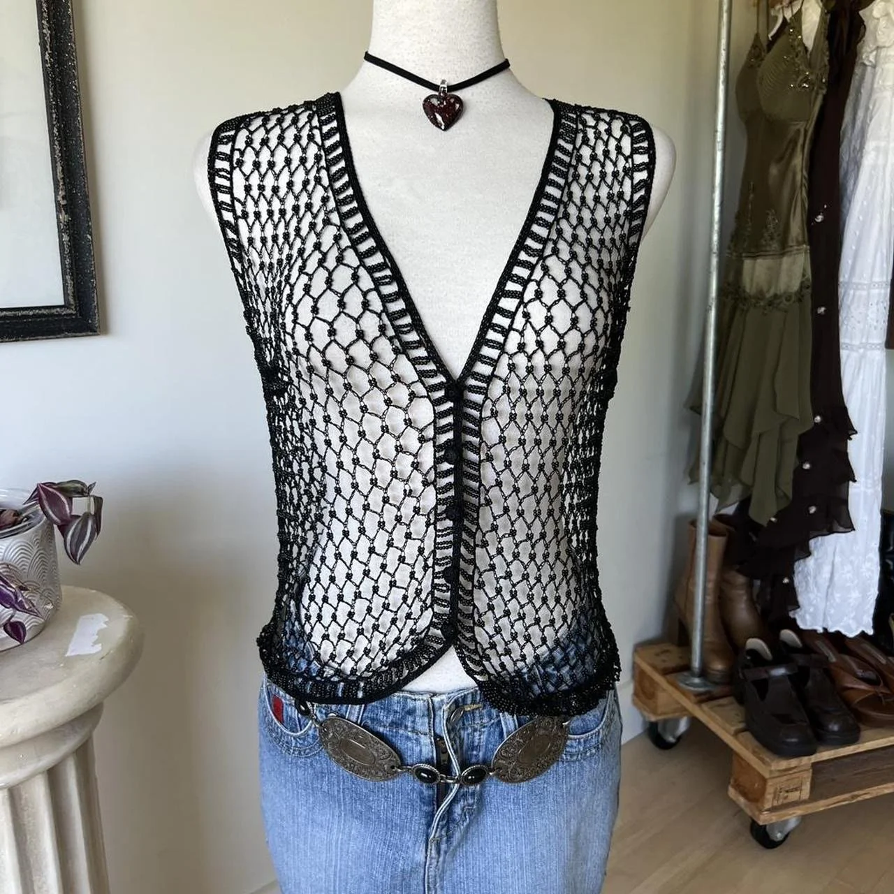 Vintage Beaded Knit Top