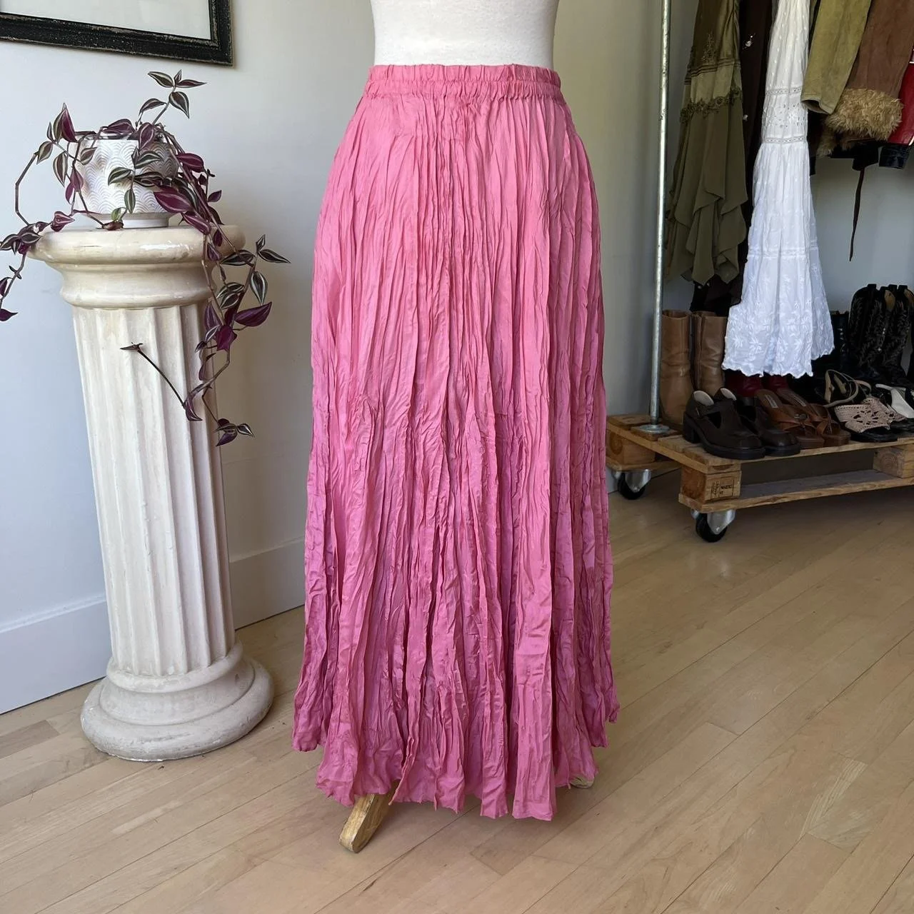 Vintage Crinkle Maxi Skirt