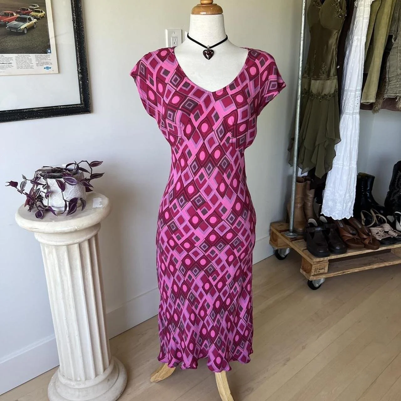 Vintage Geometric Maxi Dress