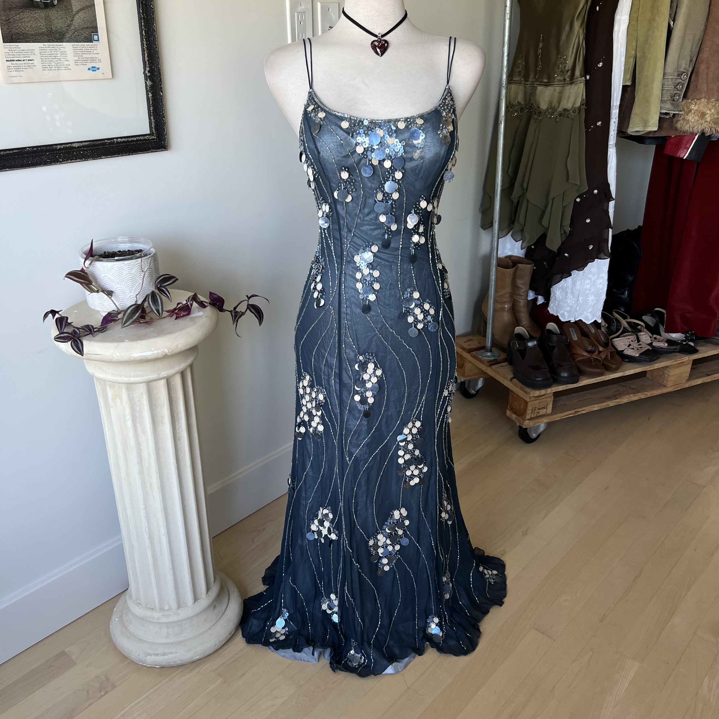 Vintage Sequin Formal Gown 