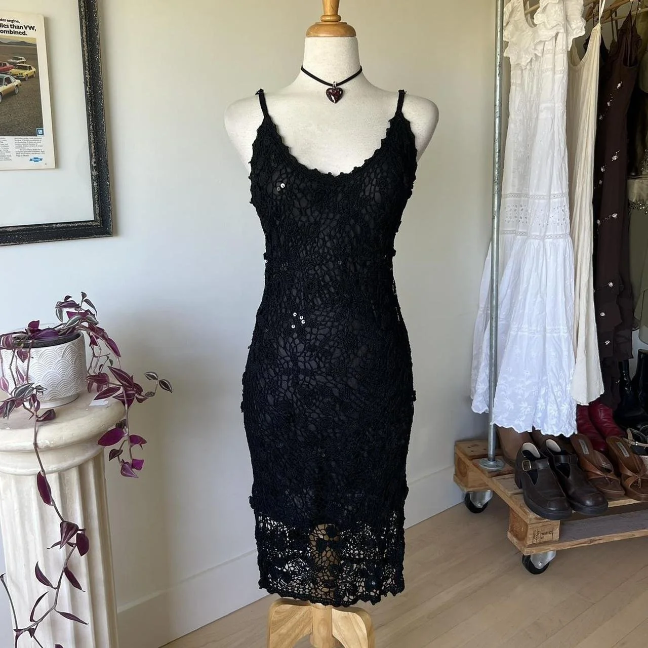 Black Crochet Maxi Dress