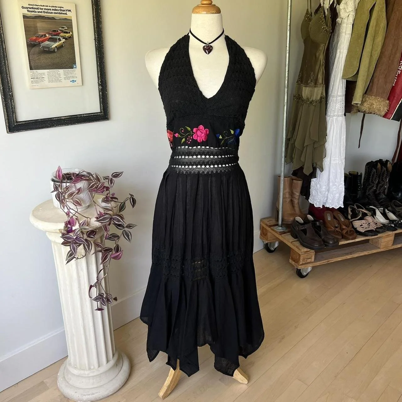 Vintage Embroidered Maxi Dress