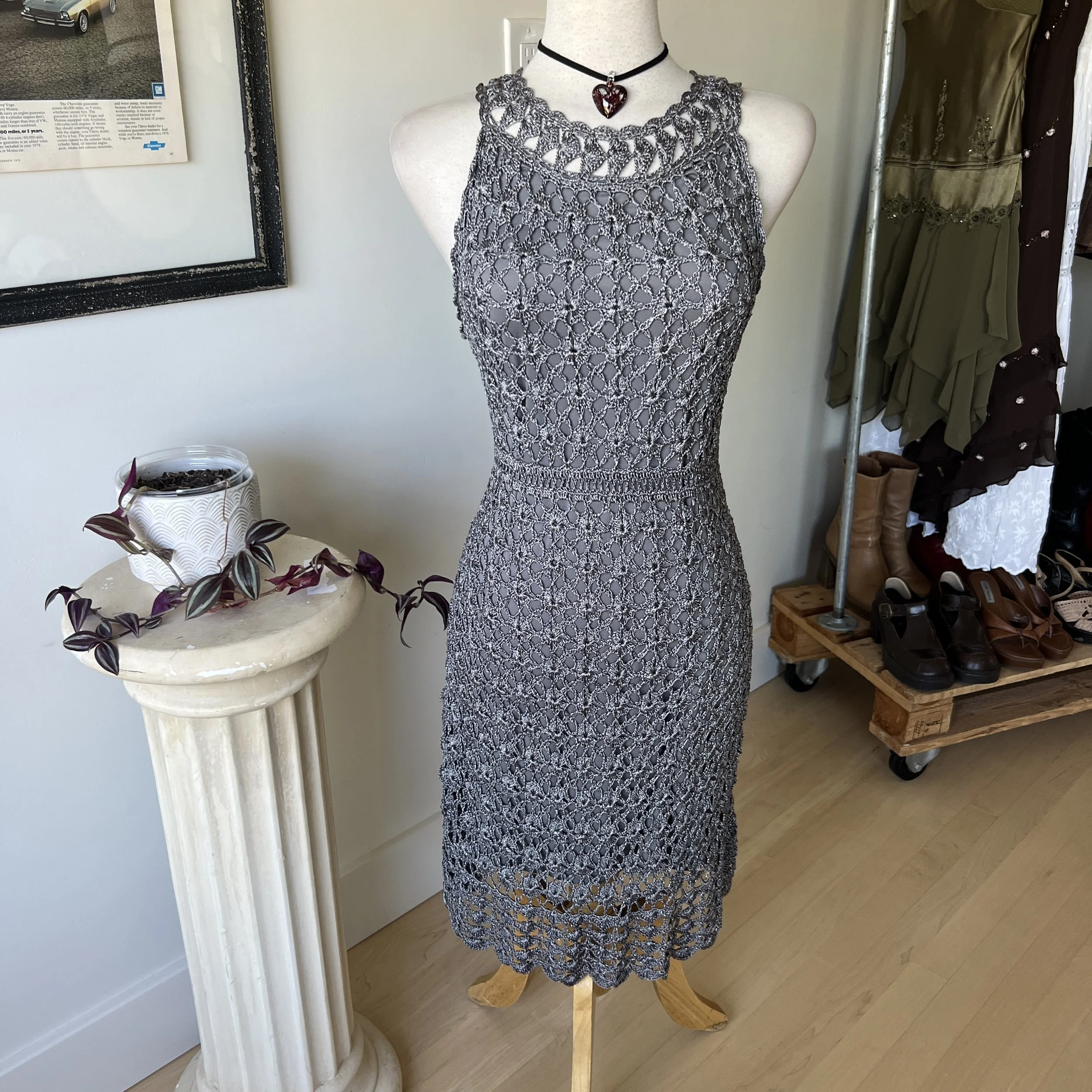 Vintage Crochet Midi Dress 