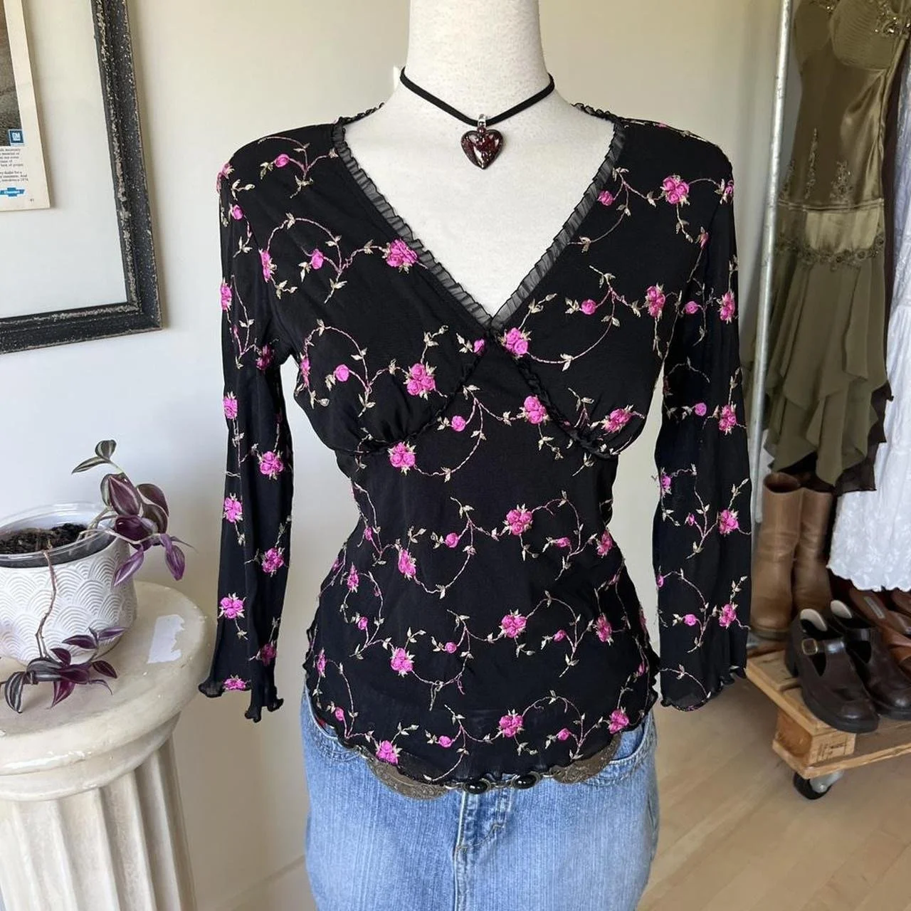 Floral Mesh Long Sleeve