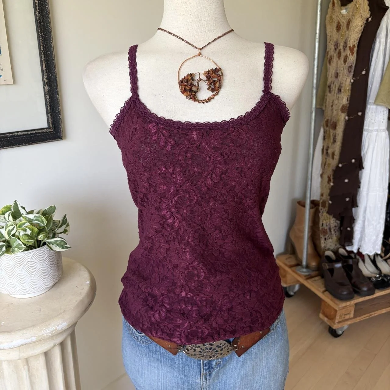 Vintage Floral Lace Tank Top