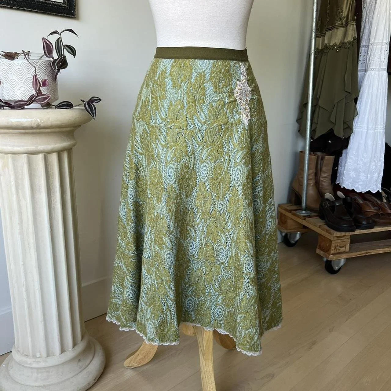 Floral Lace Midi Skirt