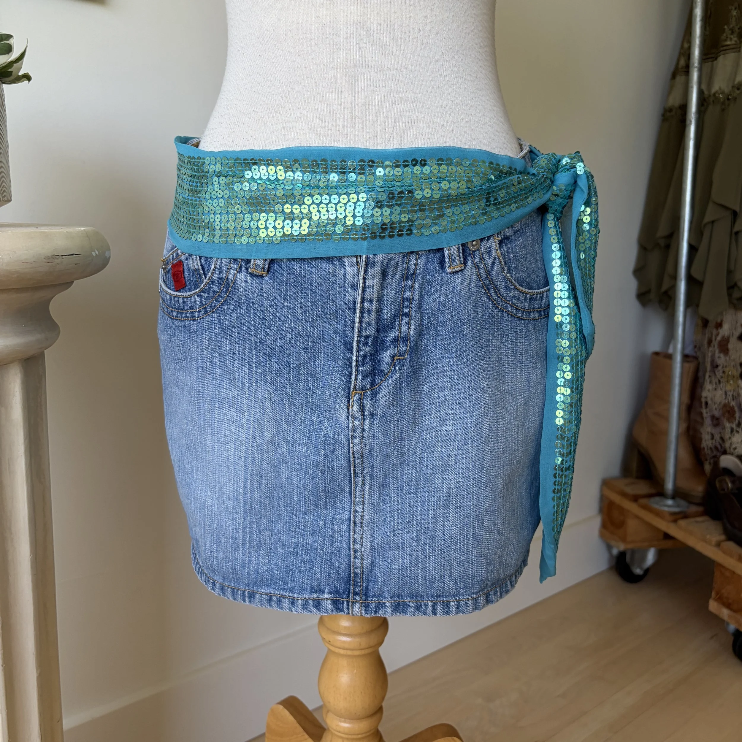 Vintage Sequin Silk Belt 