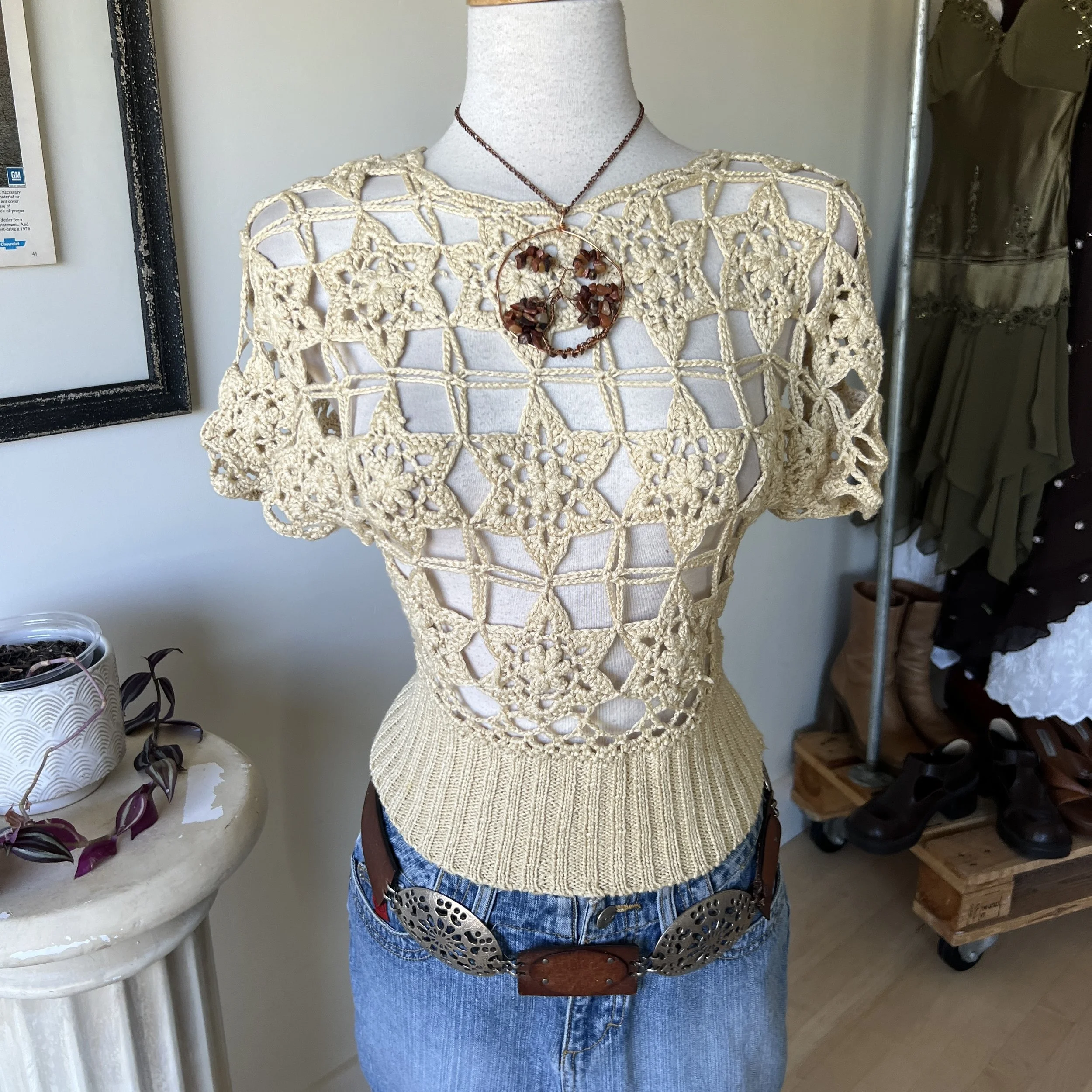 Vintage Crochet Knit Top 
