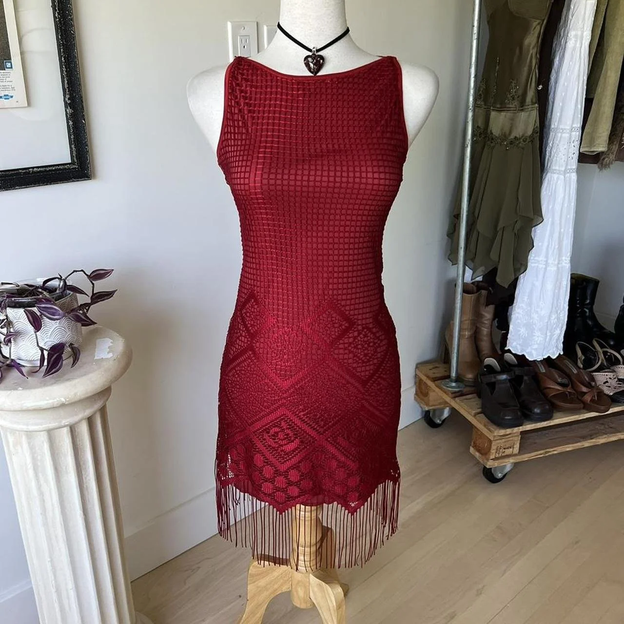 Vintage Crochet Fringe Dress