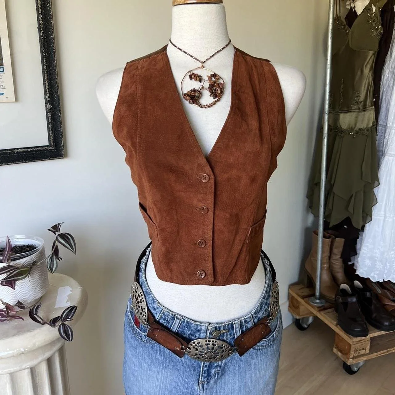 Vintage Cropped Leather Vest