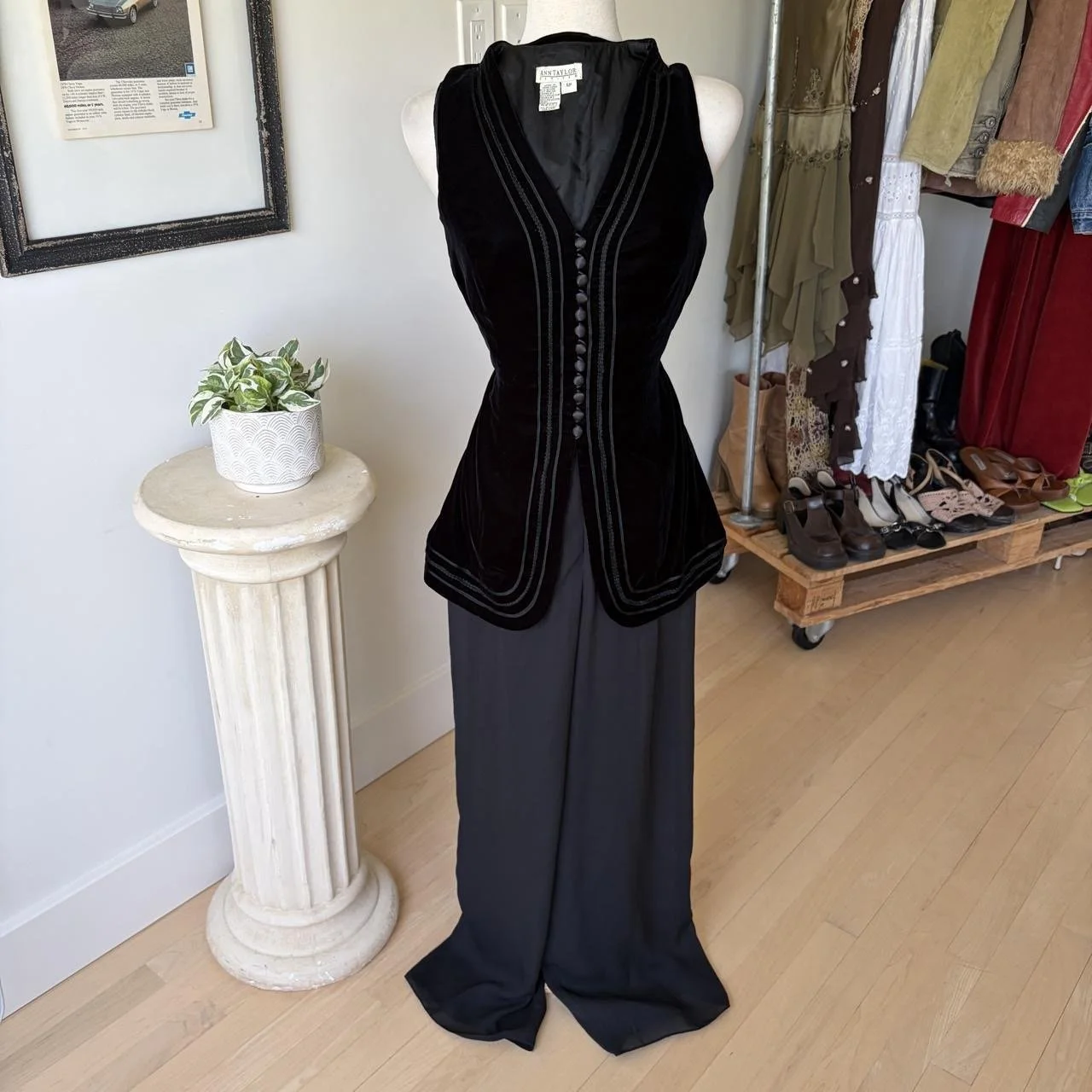 Vintage Sleeveless Black Pantsuit