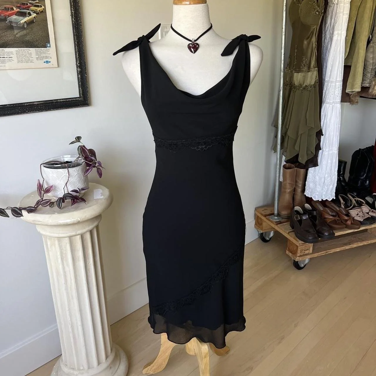 Vintage Black Midi Dress
