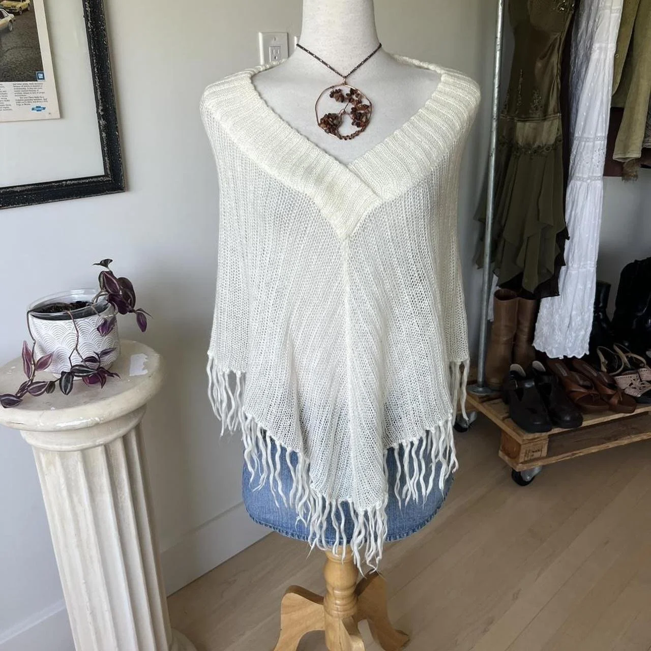 Vintage Crochet Knit Poncho
