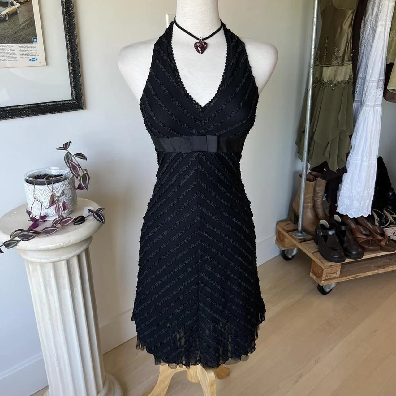 Ruffle Halter Midi Dress