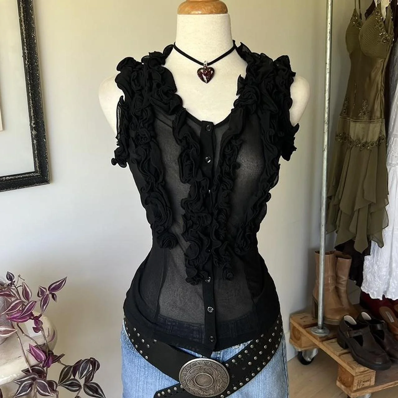 Vintage Ruffle Tank Top