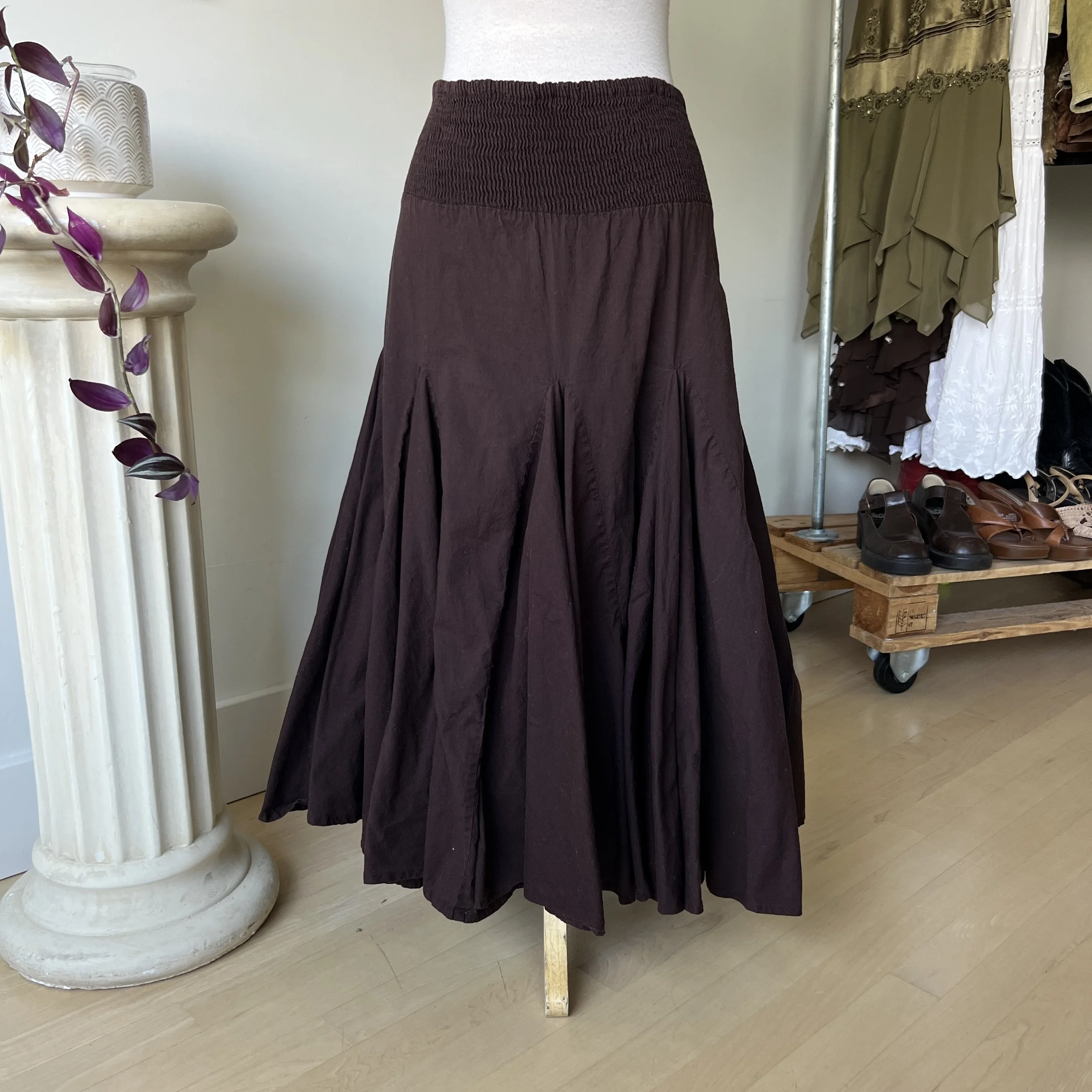 Vintage Brown Pleated Skirt 