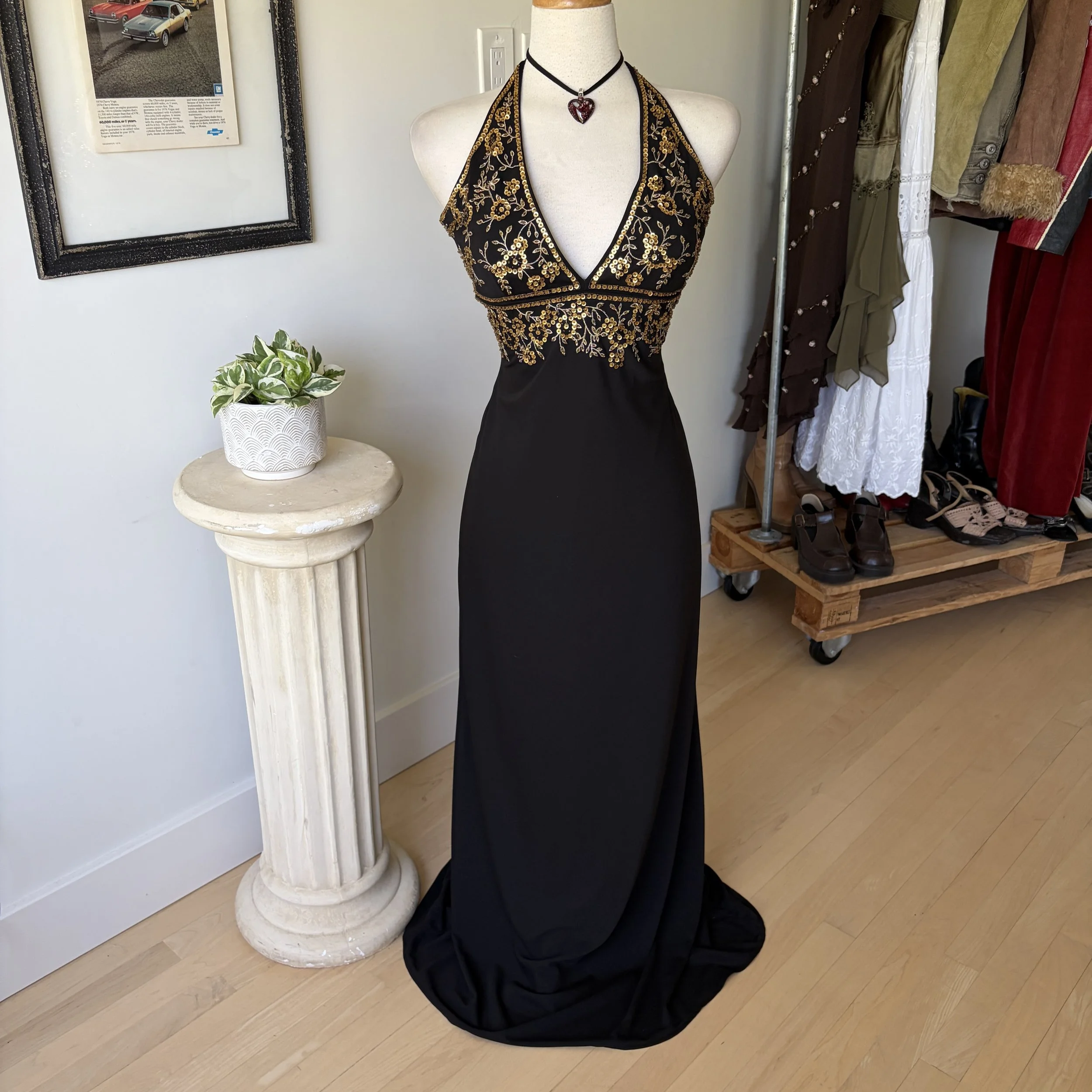 Vintage Formal Beaded Dress 
