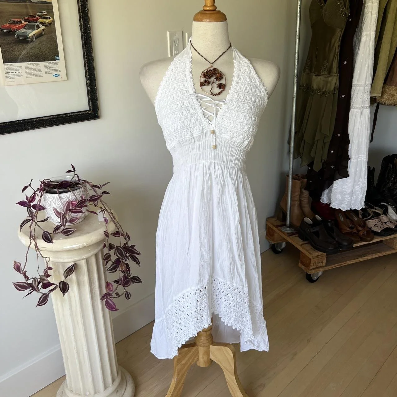 Vintage Crochet White Dress
