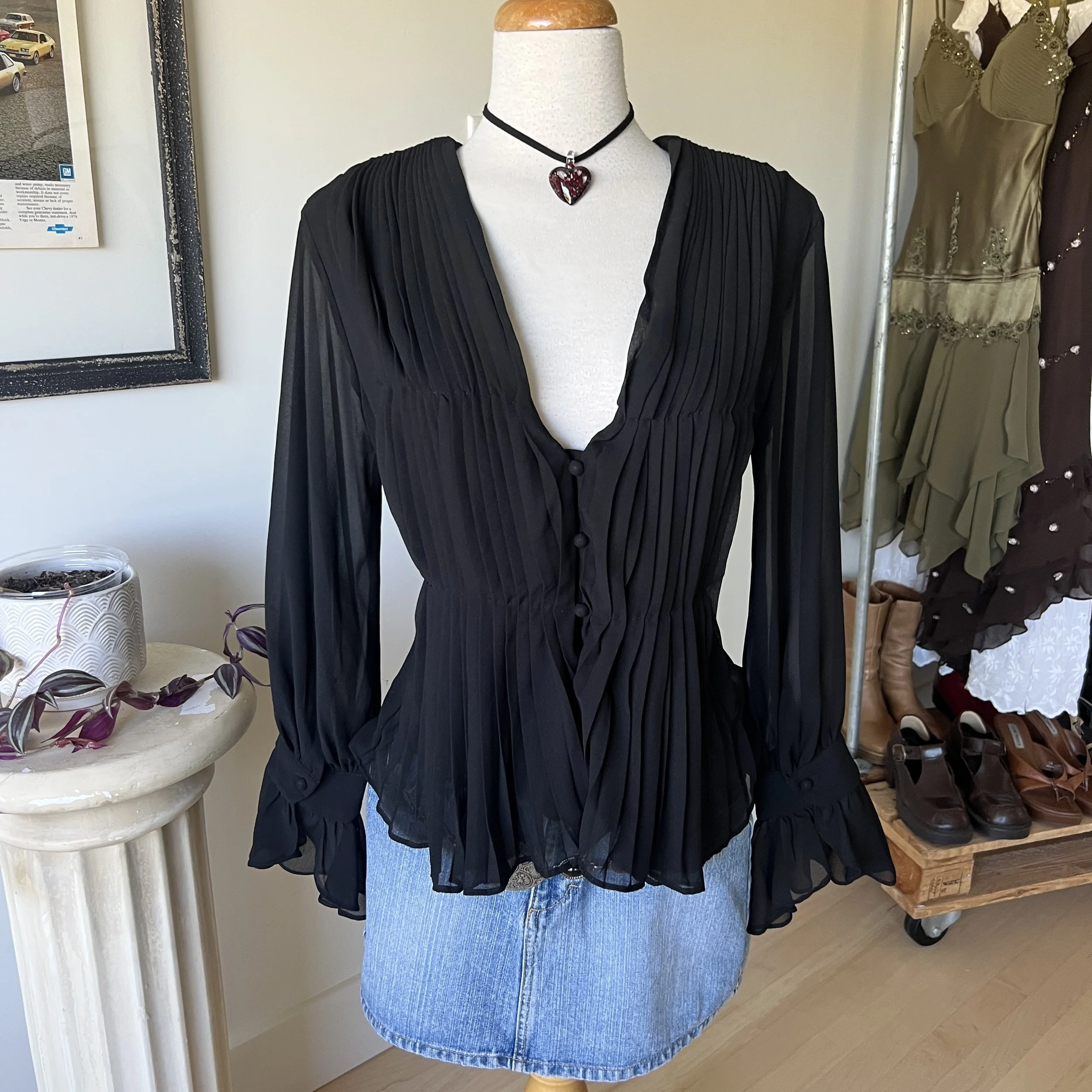 Pleated Long Sleeve Top 