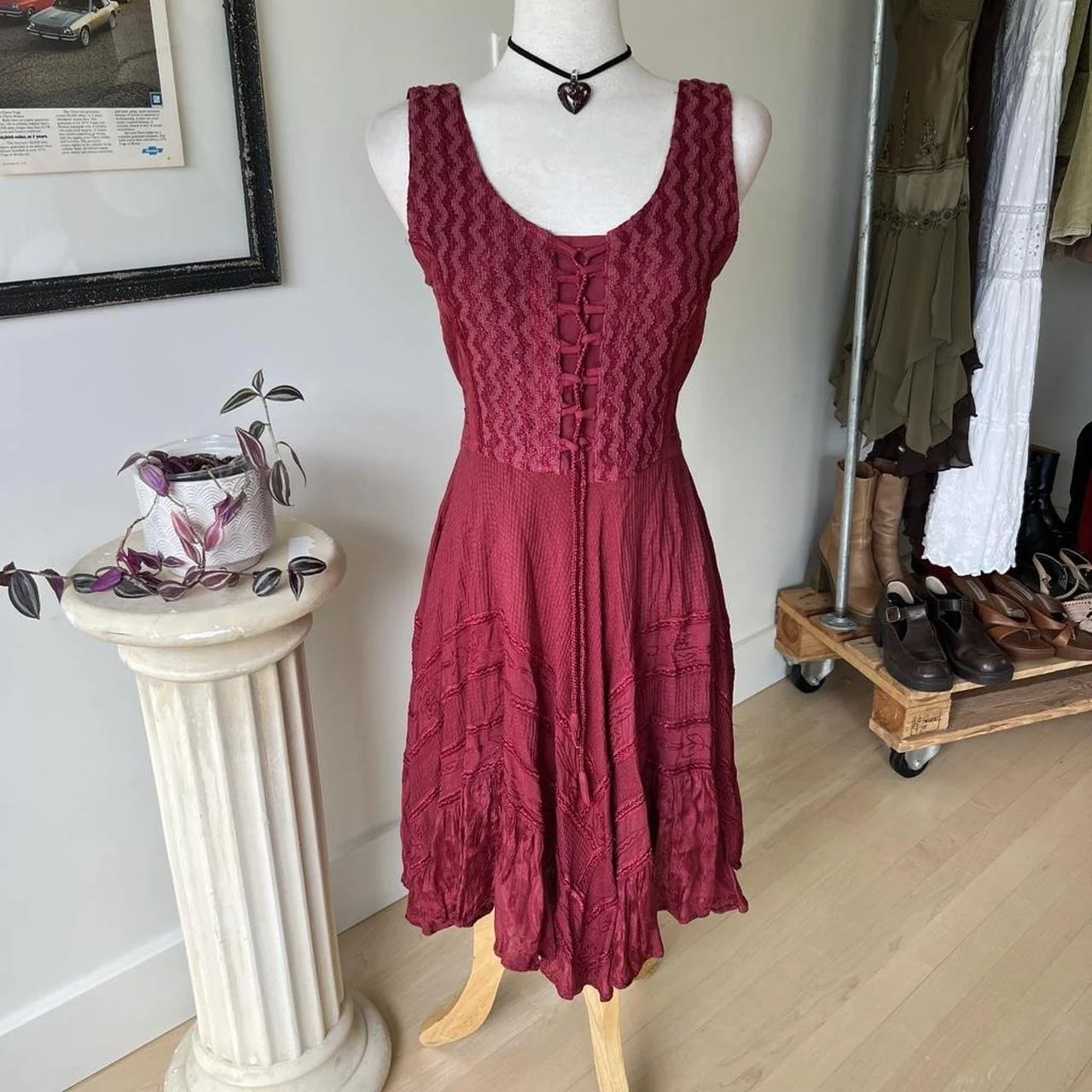 Vintage Floral Embroidered Dress