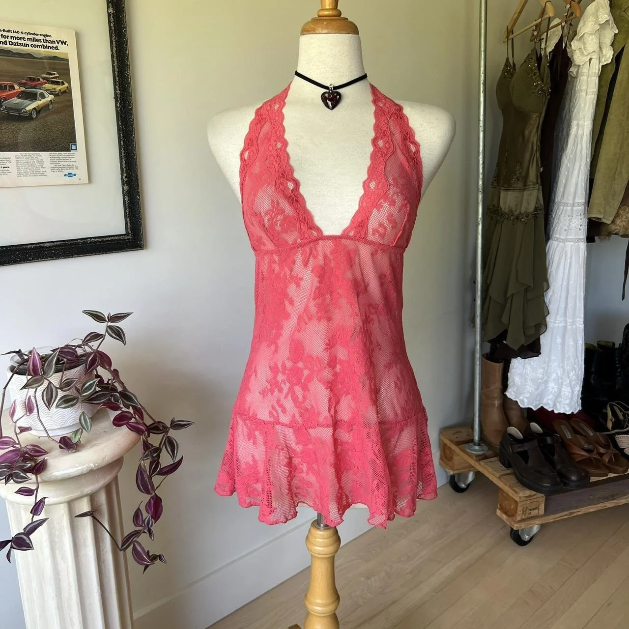 Sheer Lace Mini Dress