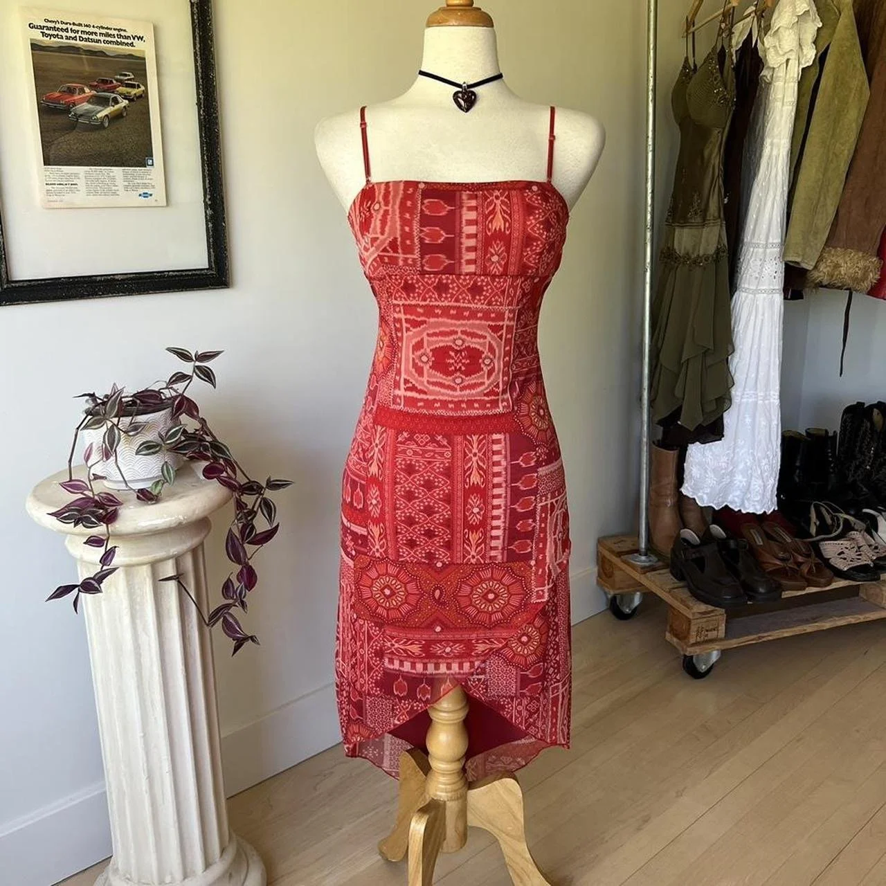 Vintage Floral Mesh Dress