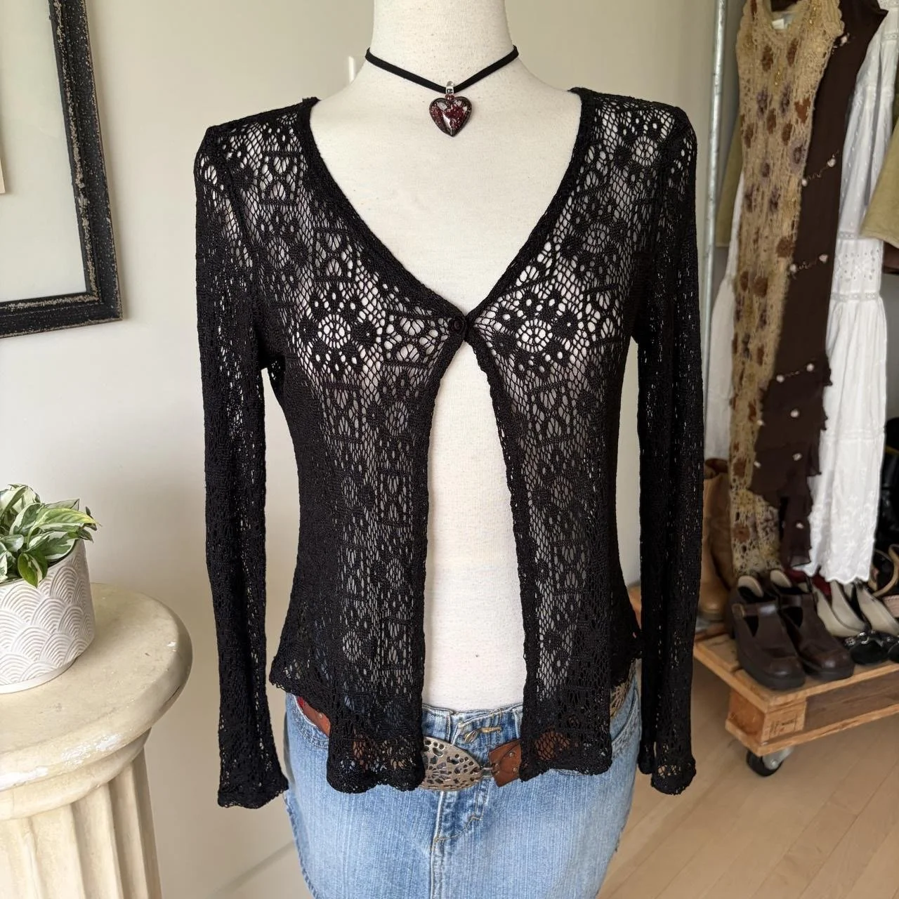 Vintage Long Sleeve Open Knit Cardigan