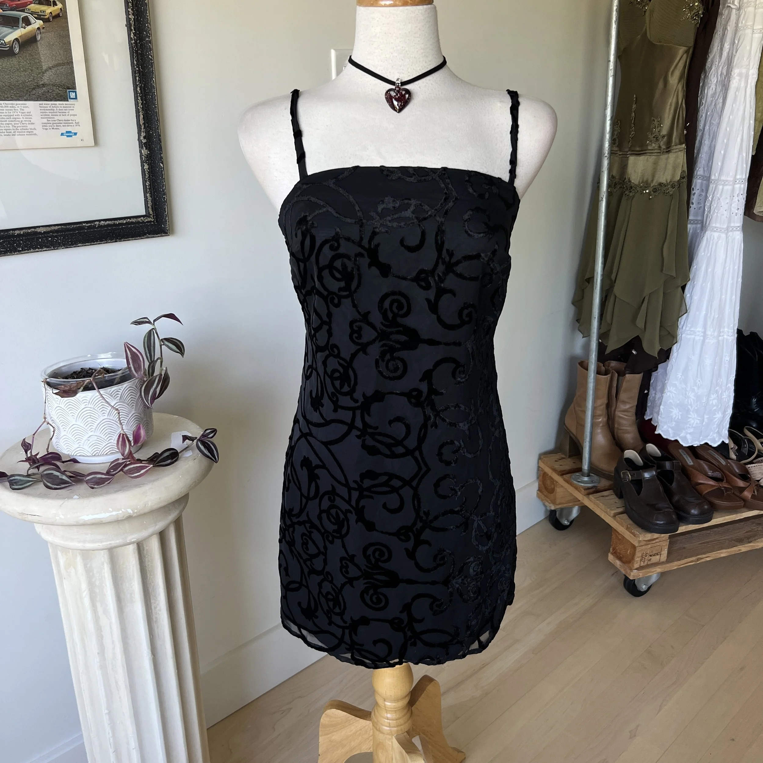 Velvet Floral Mini Dress