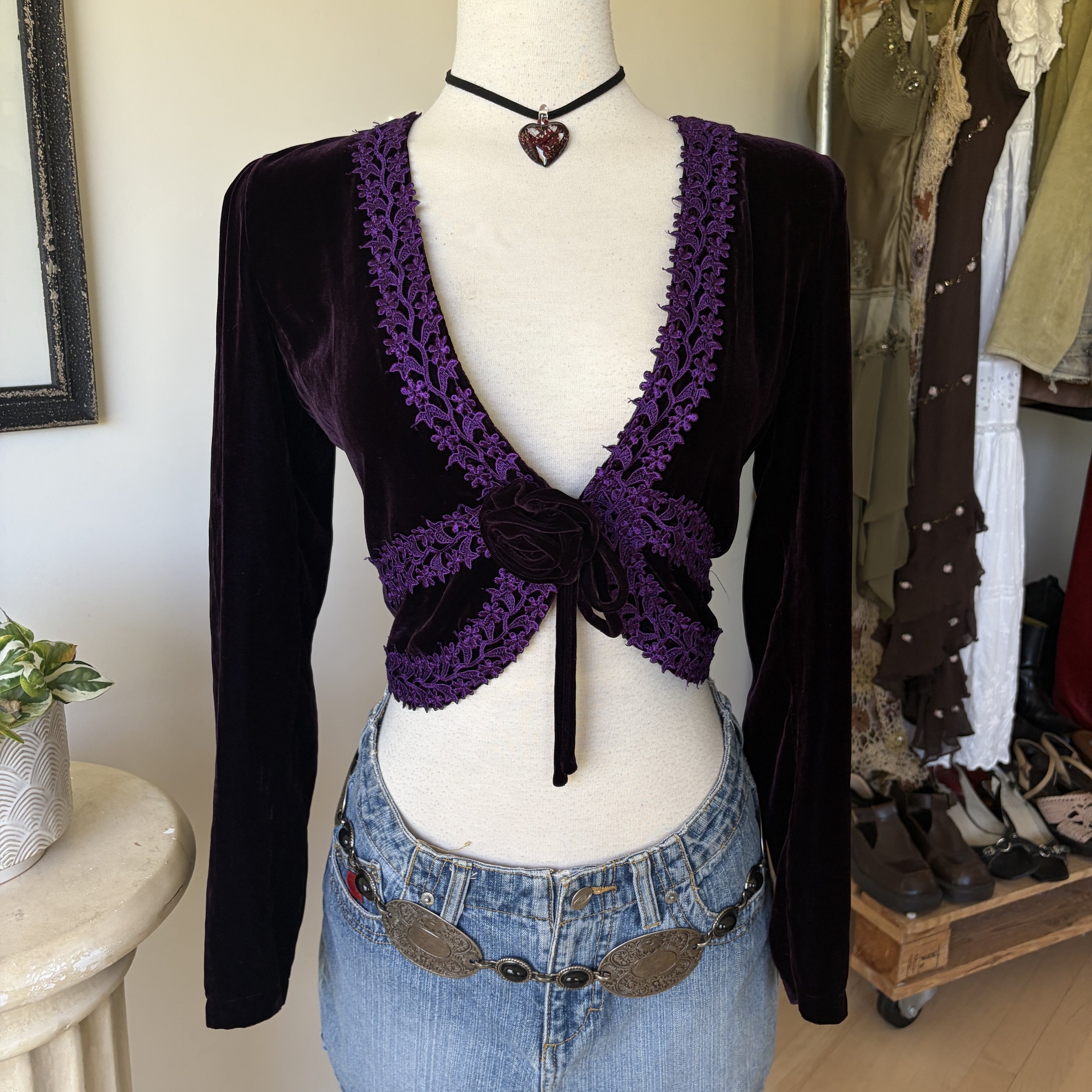 Velvet Long Sleeve Cardigan
