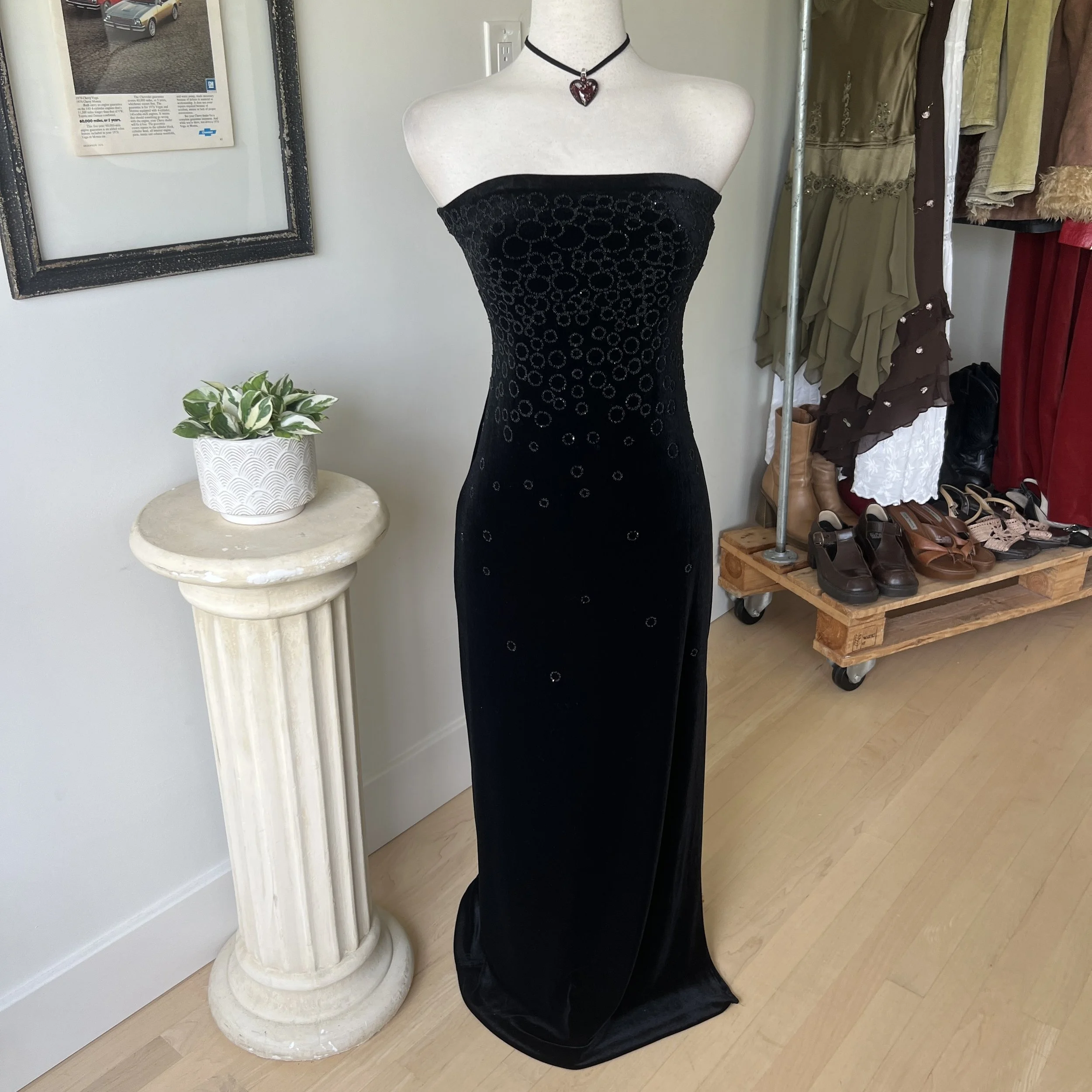 Velvet Beaded Prom Dress 