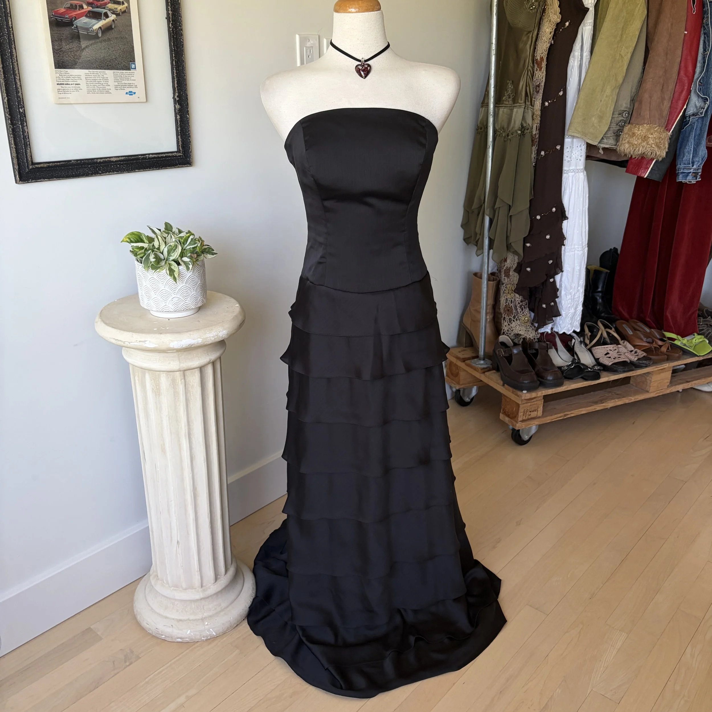 Vintage Black Strapless Gown