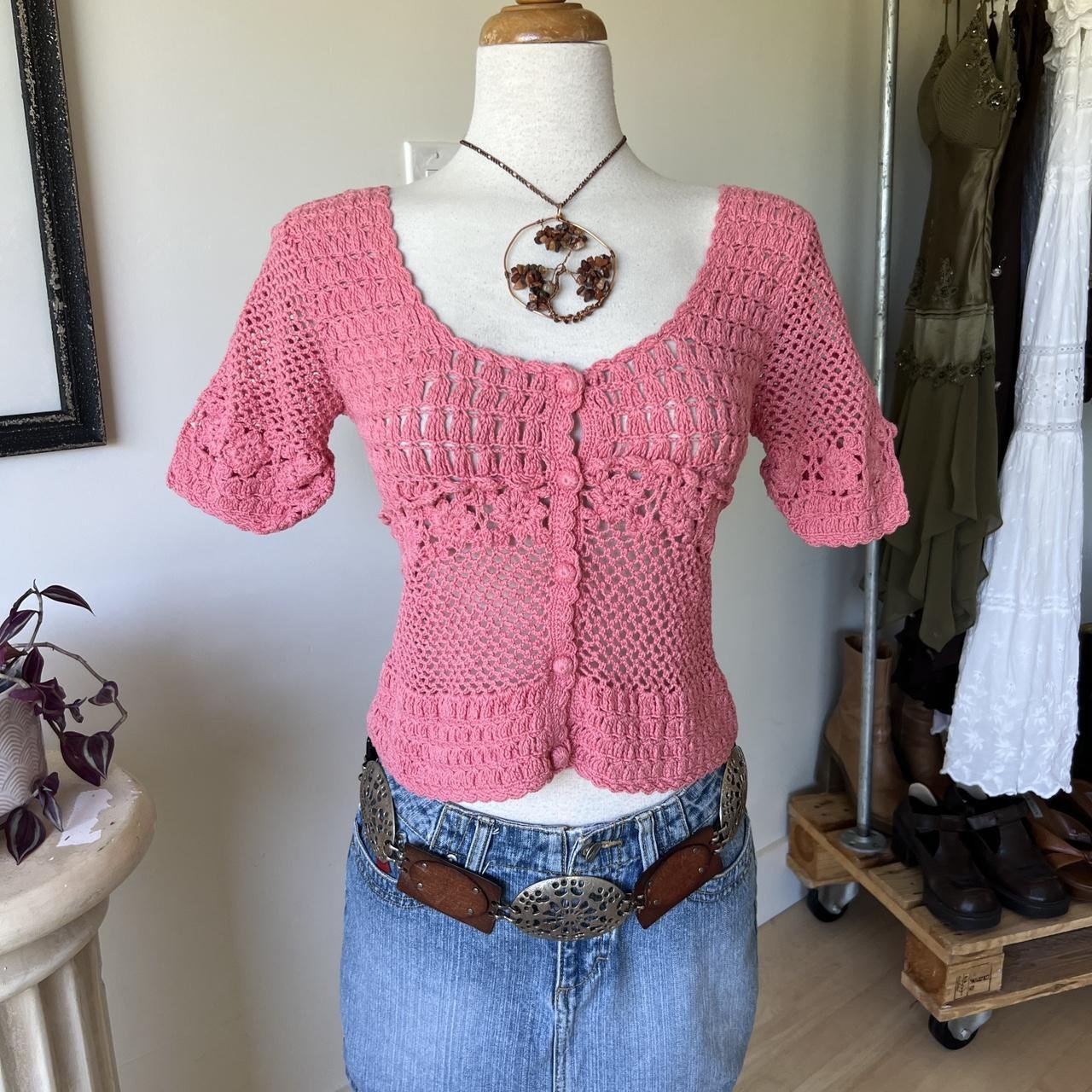 Vintage Crochet Knit Cardigan