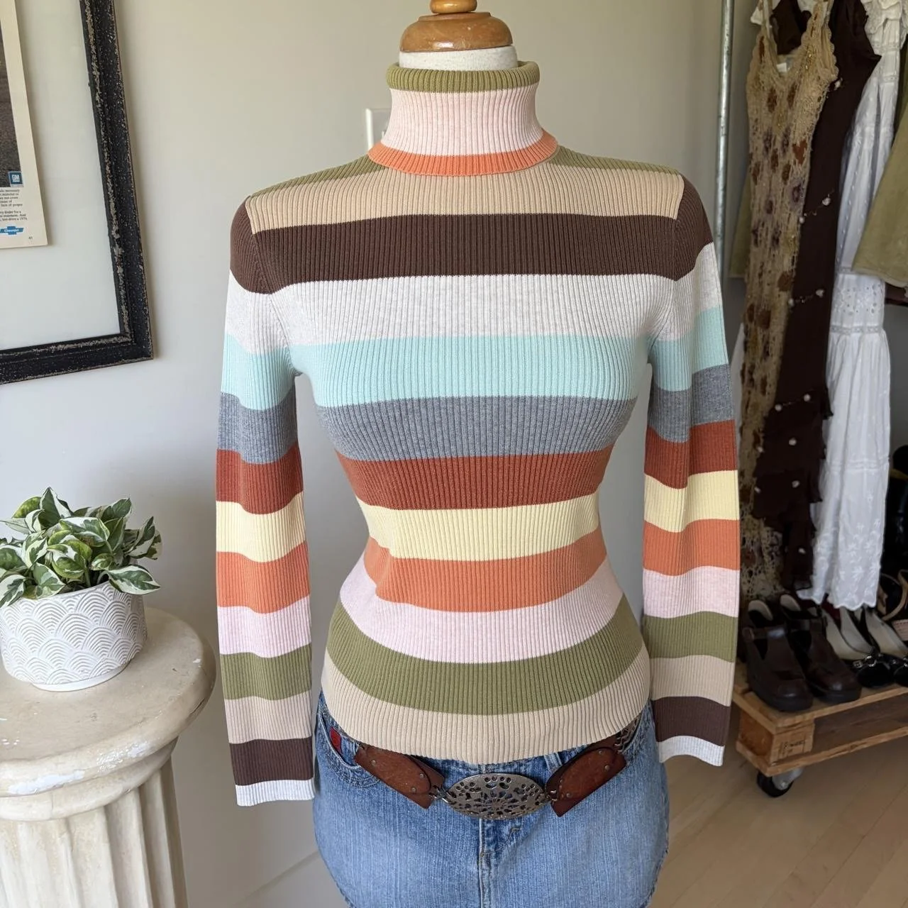 Striped Long Sleeve Turtleneck