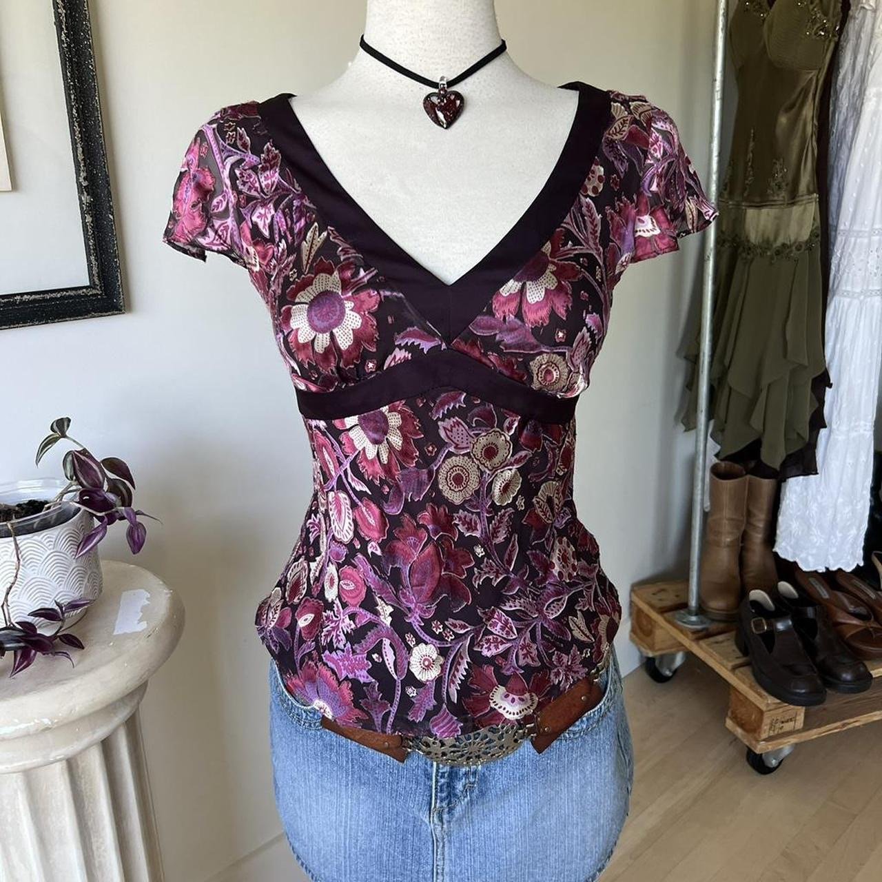 Vintage Floral Silk Top