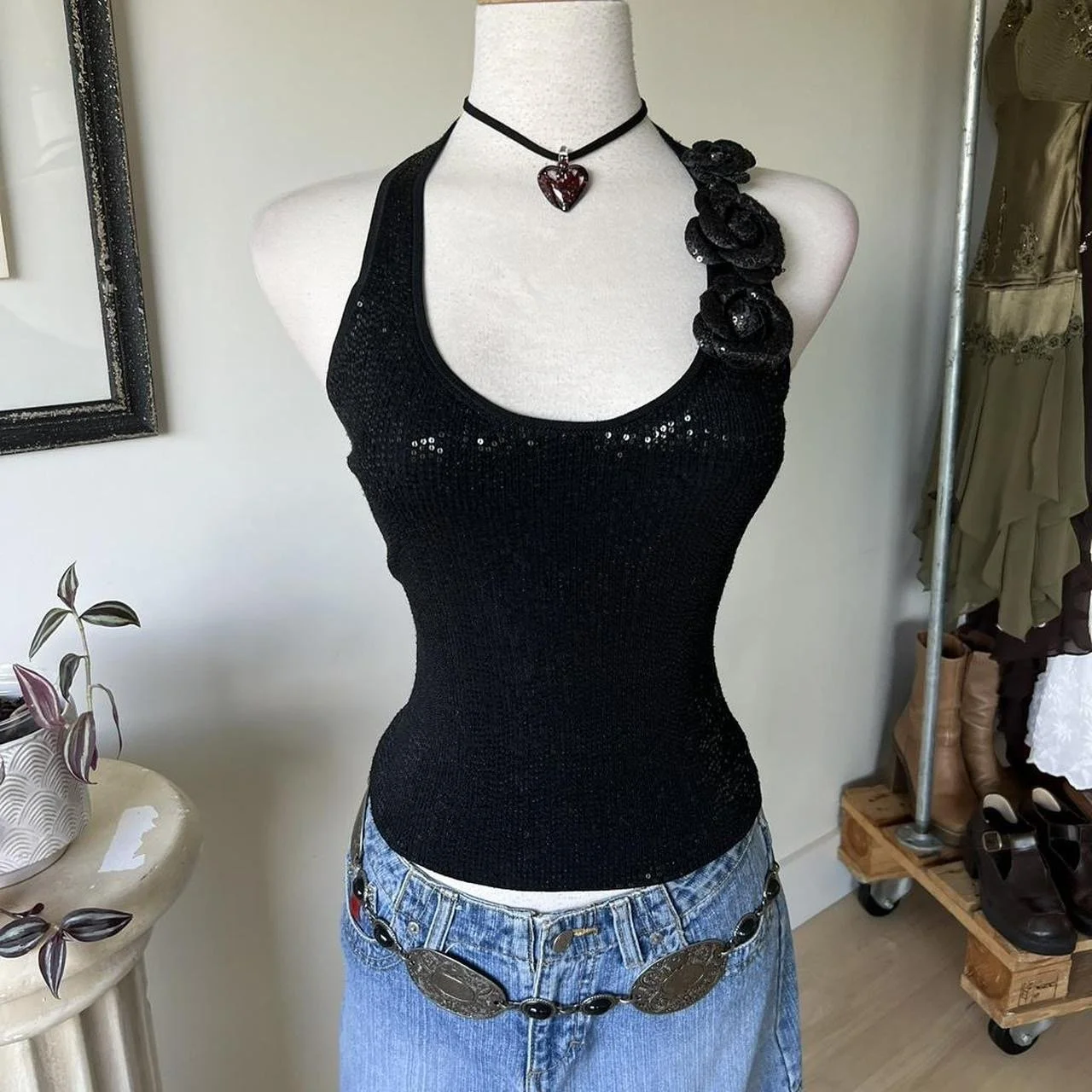 Vintage Sequin Halter Top