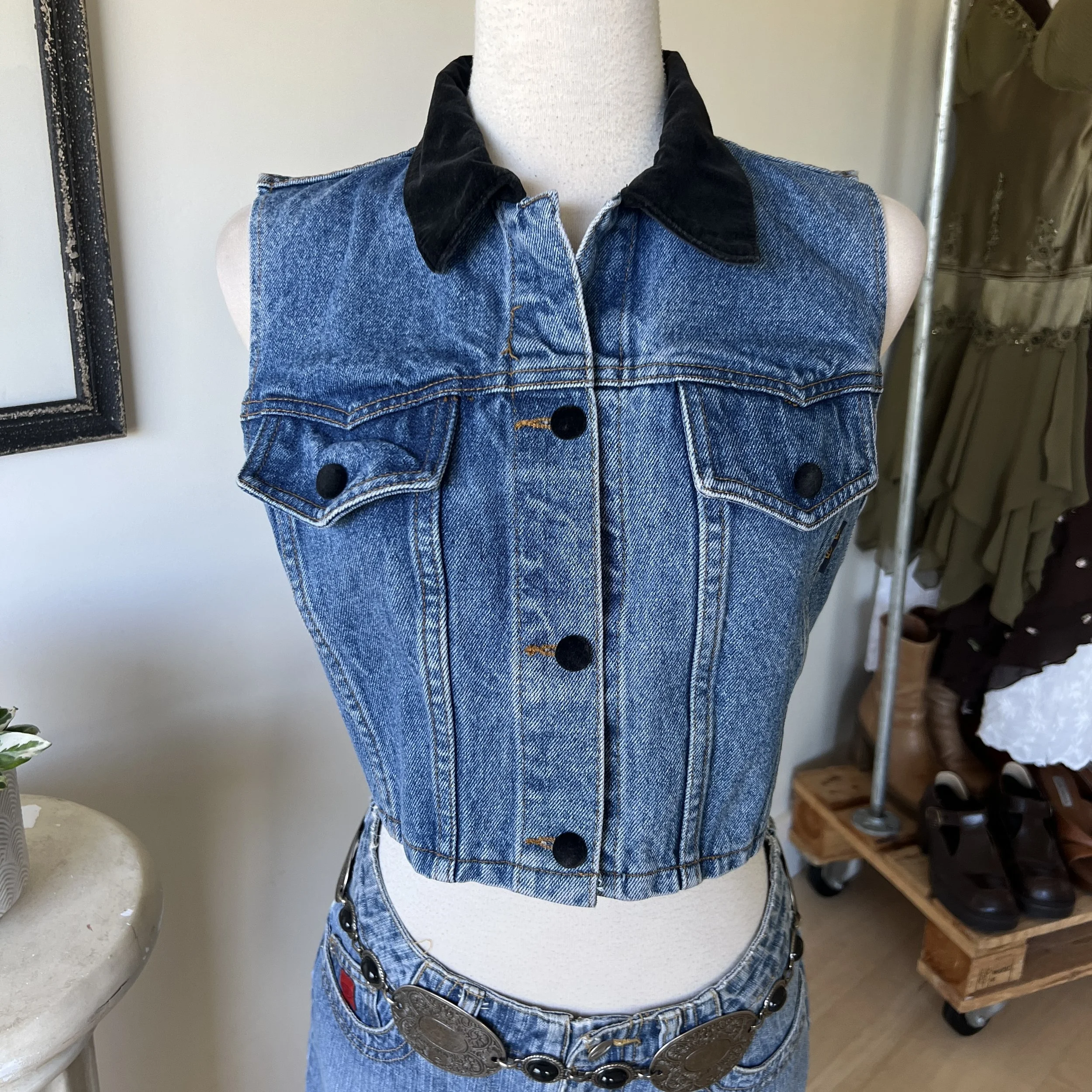 Button Up Denim Vest