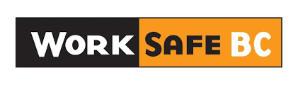 Logo for Work Safe BC with black, orange, and white colors