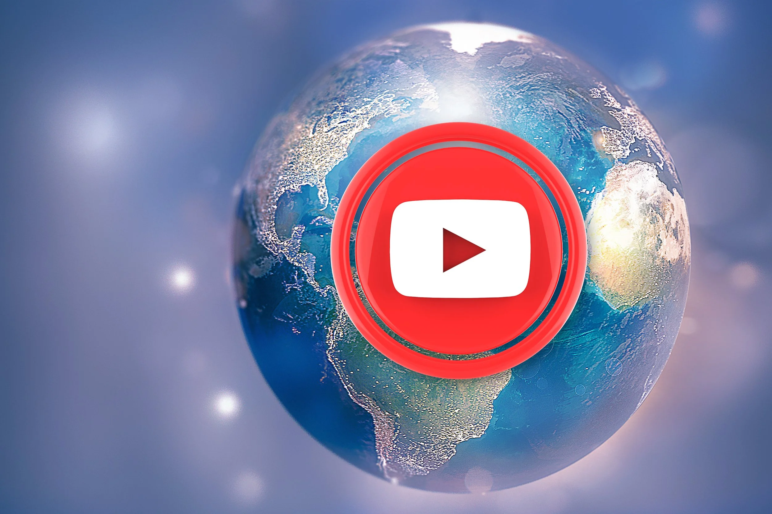 3D Earth Globe with YouTube Logo – Connecting Business to a Global Audience in the Digital Universe