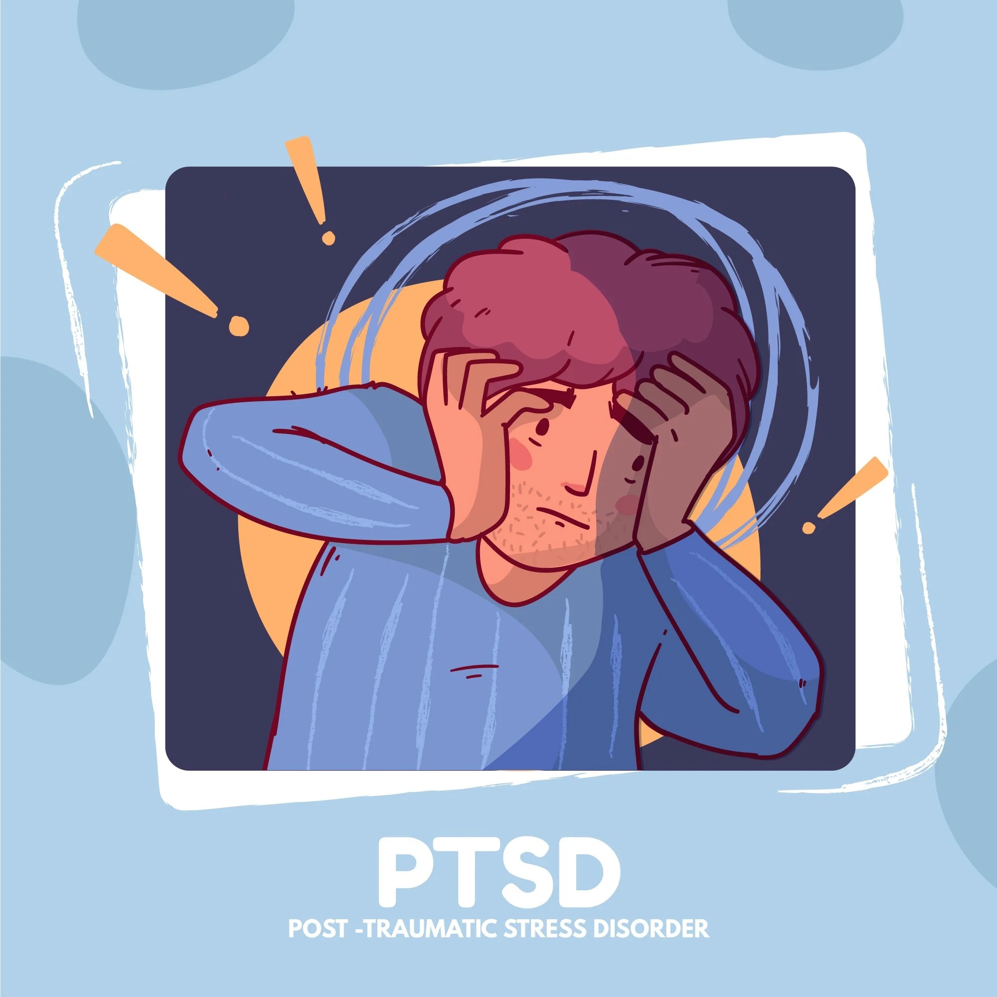 A person feeling distressed because of PTSD